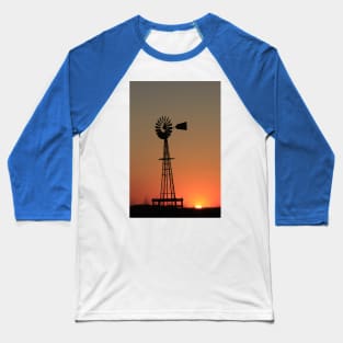 Kansas Windmill at Sunset Baseball T-Shirt